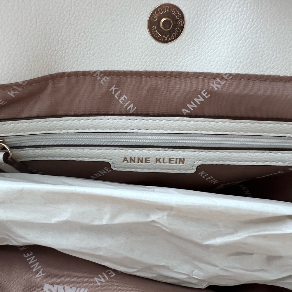 Anne Klein White and Brown Tote Bag with Structured Design - Picture 5 of 5